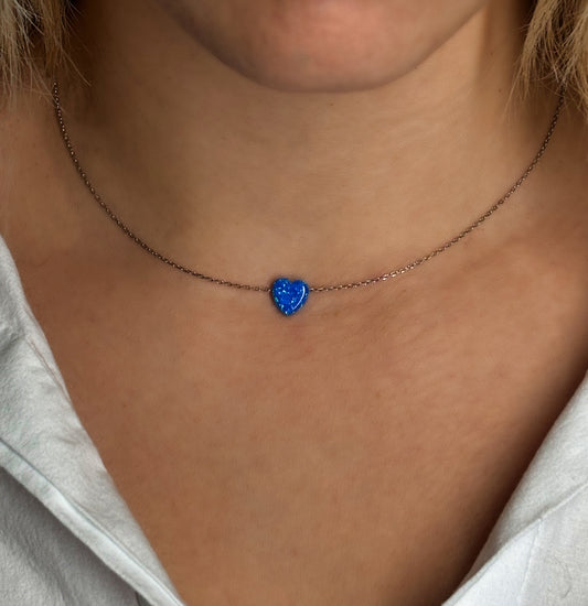 Opal srce ogrlica